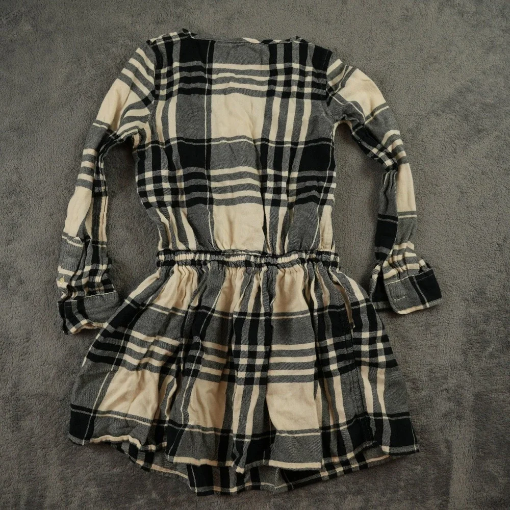 Polo Ralph Lauren Dress Girls 7 Plaid‎ Button Front Long Sleeve Stretch Waist